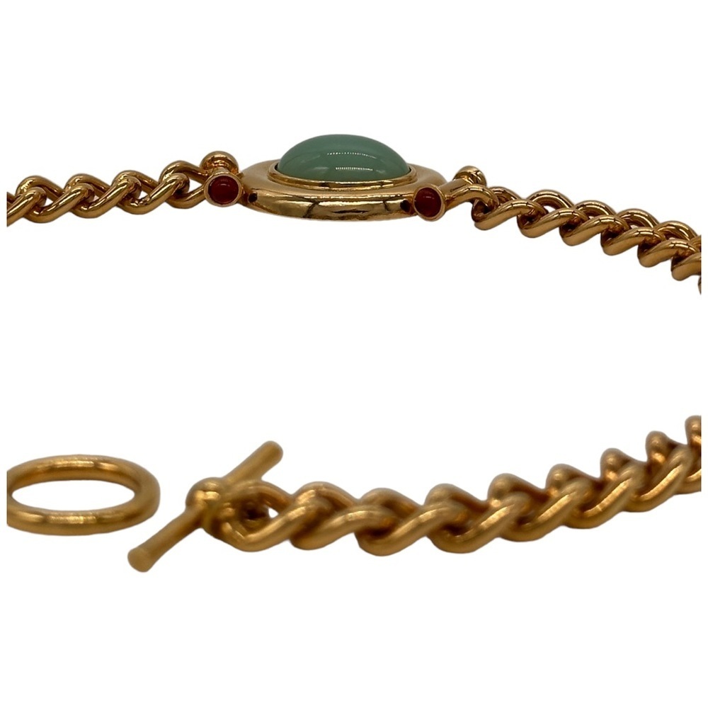 Vintage Elizabeth Taylor Avon Gold Faux Jade Cabochon Collar Necklace Jewelry - Picture 7 of 11